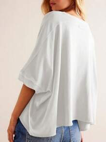 HIGHFINE Women's Short-Sleeved Pullover Satin Shirt Casual Loose Elegant Work Top - 白色 - 查看 2