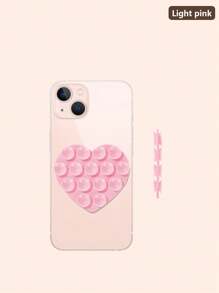 1pc Double-Sided Heart-Shaped Silicone Suction Cup, Washable Phone Silicone Suction Cup, Anti-Slip Fixed Suction Cup Phone Holder Compatible With IPhone, Android Phone, Gift For Birthday, Family, Friends Phone Stand, Phone Accessories