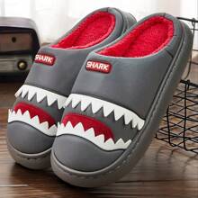 Cute Platform Men's Slippers For House Imitation Leather Furry Comfy Memory Foam Soft Couple Shoes Non-Slip Winter Warm Slippers - Black - View 4