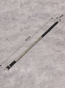 1pc Vintage Punk Square Studded PU Leather Choker Necklace, Black & Red, Suitable For Couples, Gift For Girlfriend