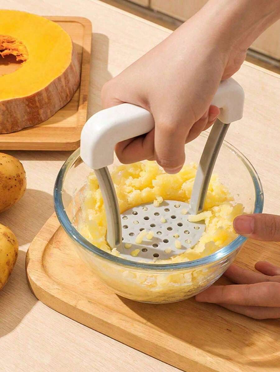 2 Stück manuelle Kartoffelpresse mit rutschfestem Griff, Frucht- & Gemüsepresse, Stampfer, Gemüsehacker, Küchengerät, Kochutensil