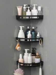 Corner Shower Caddy, PP Material Bathroom Storage Rack, Indoor Shower Shelves, Shower Wall Shampoo Holder, Kitchen & Bathroom Storage Box, Shower Basket, Space Saving Triangle Corner Shelf - Wall Mount Bathroom Shampoo, Body Wash And Cosmetic Organizer - Easy To Install, Anti-Slip Design, Bathroom Accessories