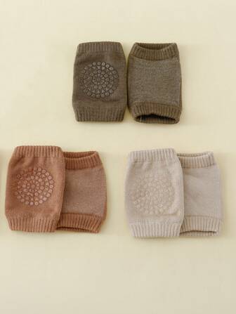 3 Pairs Baby Unisex Fashionable Knee Pads, Suitable For All Seasons
