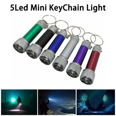 Mini Keychain LED Flashlight, Pocket Emergency Lamp, Aluminum Alloy With 5 LED Bulbs, Suitable For Outdoor Camping, Night Walking, Travel, Birthday Celebration, Company Events, Holiday Gatherings And More