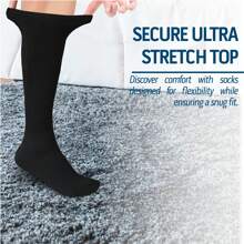 Diamond Star 6 Pairs Diabetic Socks Over The Calf - Knee High Premium Cotton Socks Men's Size 10-13 Big & Tall Size 13-16