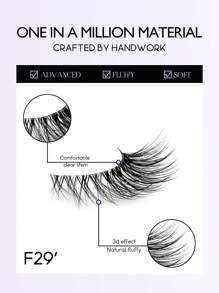 GROINNEYA 9 pares de pestañas postizas de media longitud con banda transparente, pestañas falsas de gato de estilo natural 3D de pelo sintético suave (F29)