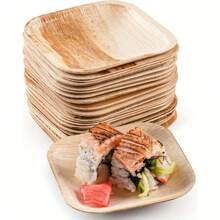 25pcs/50pcs 4-Inch Microwave-Friendly Disposable Mini Palm Leaf Plates, Mini Dipping Sauce Dishes For Holding Condiments, Dips, Ketchup, And Salsa Sauce, Suitable For Graduation, Home, Restaurant, Camping Tableware