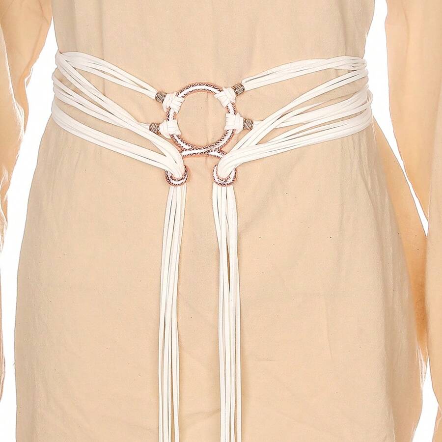 Cinturón de cuerda larga anudado para mujeres, cadena de cintura estilo nórdico, bruja, trol, cruzado, chamán, pagano, vikingo, accesorio para verano, escuela, otoño, Halloween