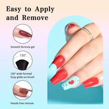 JR Set de 9 piezas de 15ml de Esmalte de Uñas en Gel, diseño con lazo de Día de San Valentín en el frasco y la tapa, para curar con lámpara UV/LED, regalo para niñas - Multicolor - Ver 4