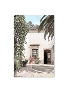 1 件斯堪的纳维亚简约波西米亚风格墙壁艺术西班牙建筑绿叶芦苇海报图片印刷帆布画印刷墙壁艺术画适用于客厅装饰卧室办公室酒吧美学装饰无框架