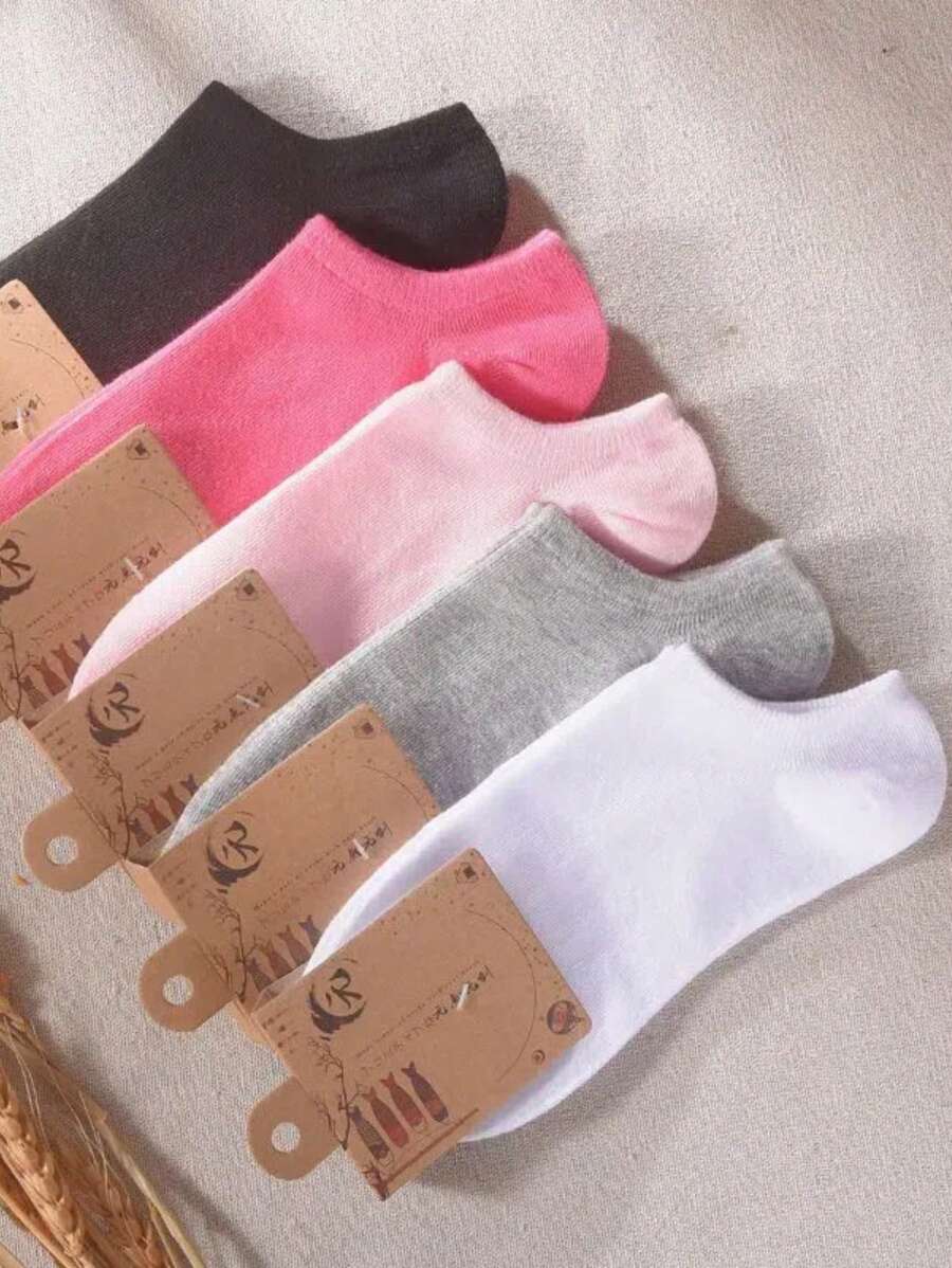 Kit 6 Pairs Of Thin Summer Ankle Socks 35-40 - Berwarna merah muda - View 1