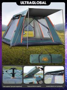 Camping Tent For Up To 4 People Waterproof Anti-Mosquito Quick Opening Removable Roof Automatic Expansion