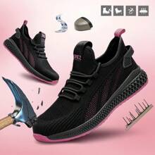 SPIEZ  Safety Shoes With Composite Toe Cap, Puncture Proof Breathable Work Shoes For  Women, Slip On Fashion Sneakers For Work And Daily Wear,Pick - Black Powder - View 1