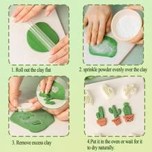 2pcs/12pcs Cactus Plant Clay Cutter Molds, Jewelry Making Supplies, 12 Shapes For Potted Plant Clay, Earrings Cutter, DIY Handmade Key Chain, Brooch, Hair Clip, Ring, Clay Tools - White - View 4