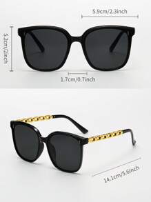 经典复古方形大框塑料太阳镜，男女通用，时尚装饰户外旅行沙滩休闲太阳镜，防紫外线驾驶遮阳镜 - 黑色 - 查看 5