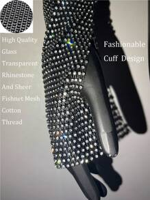 Mangas de braço de rede de pesca glamurosas com strass brilhantes - Party Essential
