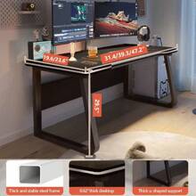 Gaming Desk Computer Writing Table Student Art Modren Simple Style PC Wood Suitable For Home, Office - 黑色 - 查看 6