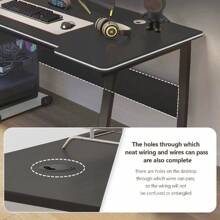 Gaming Desk Computer Writing Table Student Art Modren Simple Style PC Wood Suitable For Home, Office - 黑色 - 查看 3