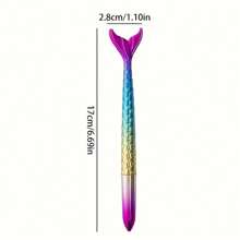 3/5/10pcs Of 0.5mm Black Ink Beautiful Mermaid Series Gel Pens With Full Needle Tube Tips Mermaid Style Signature Brush Writing Water Pen Round Ballpoint Pen Gel Pen Random Color