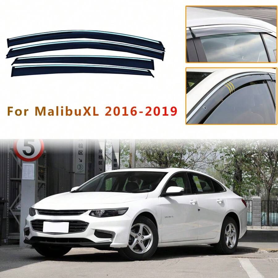 Aoyade Smoke Car Window Visors Sun Rain Guard Wind Deflectors For Chevrolet MALIBU XL 2016 2017 2018 Accessories 4PC - Transparent Black - View 1