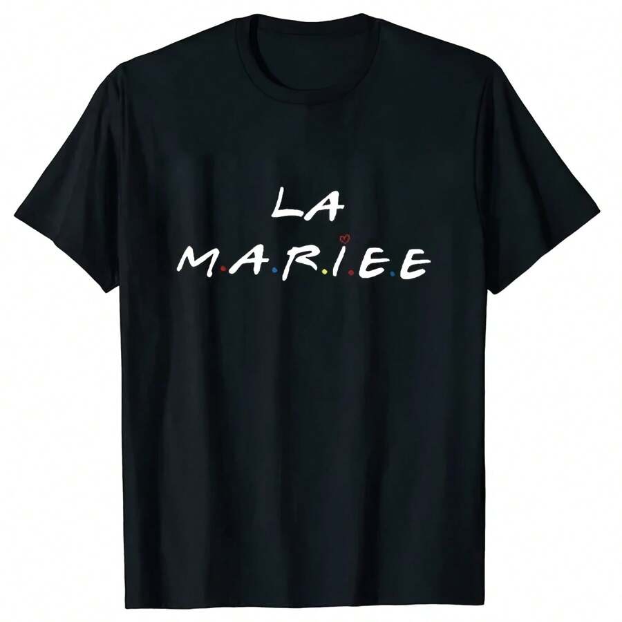 T Shirt Evjf Femme   T-Shirt Bachelorette Party Tee Bridal Shower Tshirt French  Wedding Hen Party Tops - Black - View 1