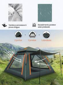 Camping Tent For Up To 4 People Waterproof Anti-Mosquito Quick Opening Removable Roof Automatic Expansion