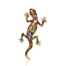 1pc Colorful Crystal Rhinestone Lizard Bohemian Style Casual Zinc Alloy Animal Brooch, Suitable For Party & Daily Wear - Color - View 5
