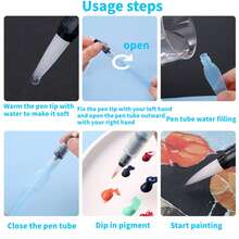 水彩画笔，适用于绘画、绘画、刻字 - 可再填充尖头美术用品 - 透明藍 - 查看 8