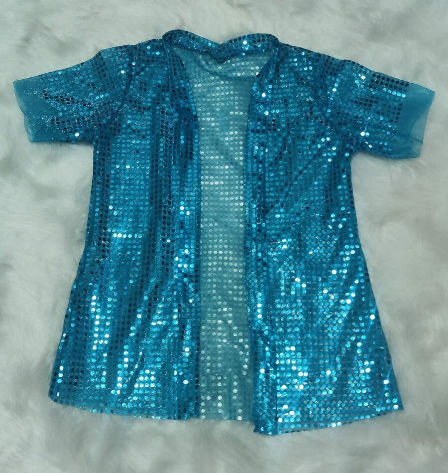 Carnival Sequin Kimono *ONE SIZE* - Cyan Blue - View 1