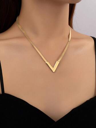 1 Stück Luxus goldene V-förmige Kette, geeignet für täglichen Gebrauch und Partys