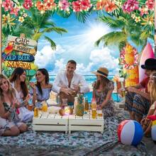 Tropical Paradise Photo Backdrop - 1 Piece Beach And Palm Leaf Design For Hawaiian Themed Parties And Photo Shoots