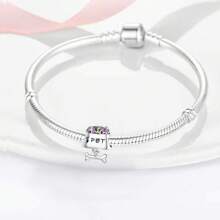 PARCOM Silver Plated Pet Paw Print & Bone Pendant, Cute & Suitable For DIY Bracelets, Necklaces, Fine Gift For Girls