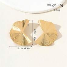 2 Pairs Vintage Style Metal Fan-Shaped Wide Face Women's Earrings - Sector - View 7