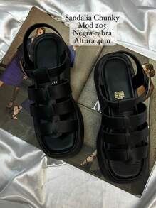 Sandalias Chunky, Sandalias de dama, de diseño moderno para mujer, Sandalias de fondo grueso para mujer, Sandalias mujer estilo casual, Sandalias de fondo grueso para mujer, para mujer con boca de pez y plataforma gruesa para la noche o las vacaciones - Negro - Ver 3