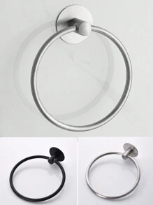 Baofeng 1pc Adhesive Towel Rack, Black Towel Ring, Wall-Mounted Bathroom Towel Rack, Towel Ring, Round, Rectangular, Stainless Steel Bathroom Towel Rack, Wall-Mounted Towel Hook, Silver, Gold Towel Hook, Bathroom Towel Storage Organizer Rack, Black Washcloth Rack, Dishcloth, Hand Towel Bar, Bathroom Accessories, Hardware, Bathroom Decor, No Drill Dishcloth Rack - Multicolor - View 11