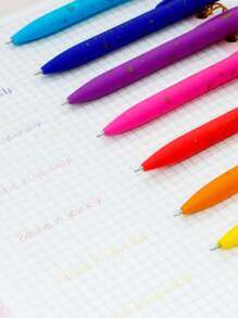 8 pz Bolígrafos de Colores Kiut Trazo Ultra Suave Punta Delgada, Retractiles, Cuerpo Suave, Colores Surtidos, Ideal para Uso Escolar y de Oficina - Multicolor - Ver 3