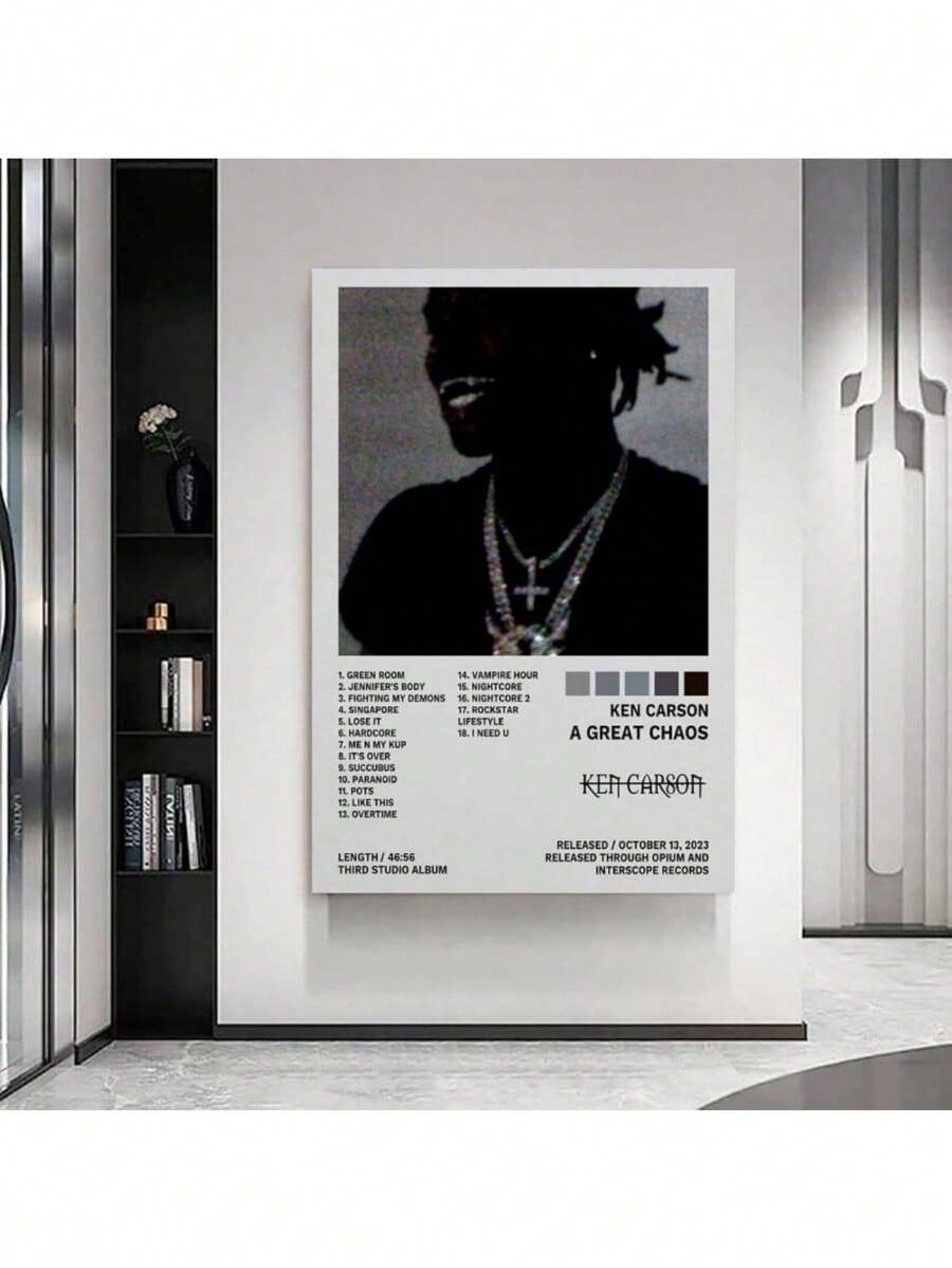 1 件 Ken Poster Carson A Great Chaos 音乐专辑封面海报图片印刷帆布画印刷海报墙艺术画适用于客厅装饰卧室办公室酒吧美学装饰无框架 - 彩色 - 查看 1
