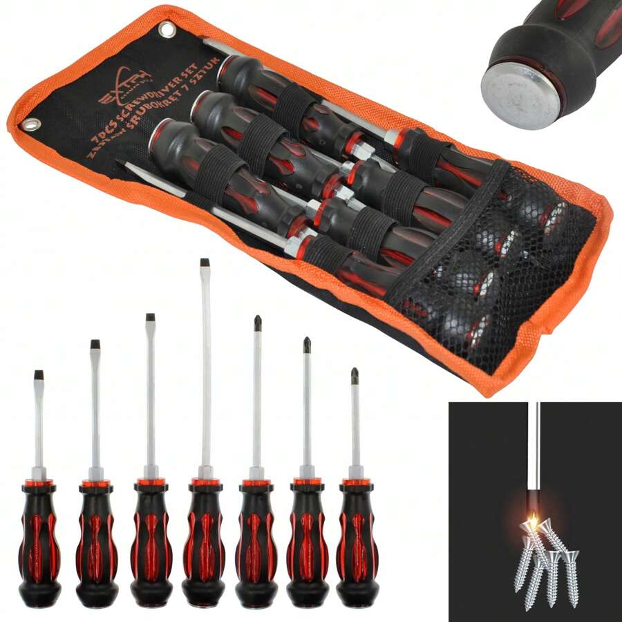 SET OF SCREWDRIVERS, SCREWDRIVERS FOR STRIKES WITH MAGNET, SCREWDRIVERS, SCREWDRIVERS , Set Of 7 Magnetic Screwdrivers - Multicolor - View 1