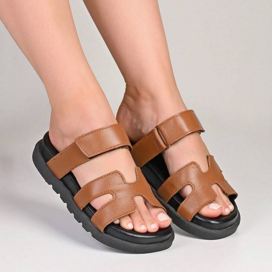 Sandália Feminina Papete Couro Qualidade Premium Confortavel