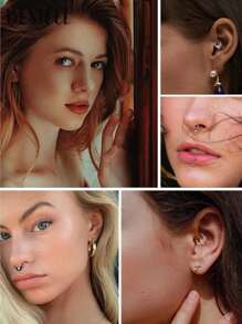 BESTEEL 1 buc inele septum 16G cercei Daith inele nas inel oțel inoxidabil CZ opal cartilaj Helix cercei tragus septum clicker piercing bijuterii
