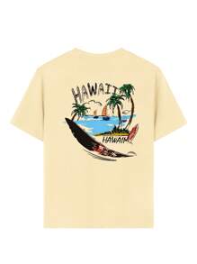 A Casual Printed Round Neck Pullover Short Sleeved T-Shirt For Boys And Young Students In Summer - Sail Coconut Tree Seaside Colorful T-Shirt Brings Joy And Happiness To Every Child!Kids Clothes Boys Graphic Tees