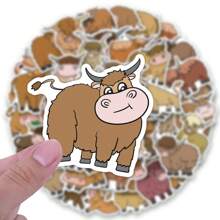 50 PCS Highland Cattle Stickers Vinyl Aesthetics Stickers Scrapbooking, Diary, Laptop, Bumper, Skateboard, Water Bottle, Cartoon, Hard Hat, Car Stickers And Decals