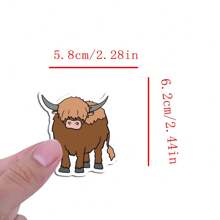 50 PCS Highland Cattle Stickers Vinyl Aesthetics Stickers Scrapbooking, Diary, Laptop, Bumper, Skateboard, Water Bottle, Cartoon, Hard Hat, Car Stickers And Decals