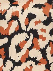 Dellamarca Women's Fashion Print Short Sleeve Blouse. Comfortable Fabric. Fashion Fashion - Burnt Orange - View 4
