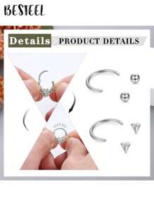 BESTEEL 1 buc inele septum 16G cercei Daith inele nas inel oțel inoxidabil CZ opal cartilaj Helix cercei tragus septum clicker piercing bijuterii