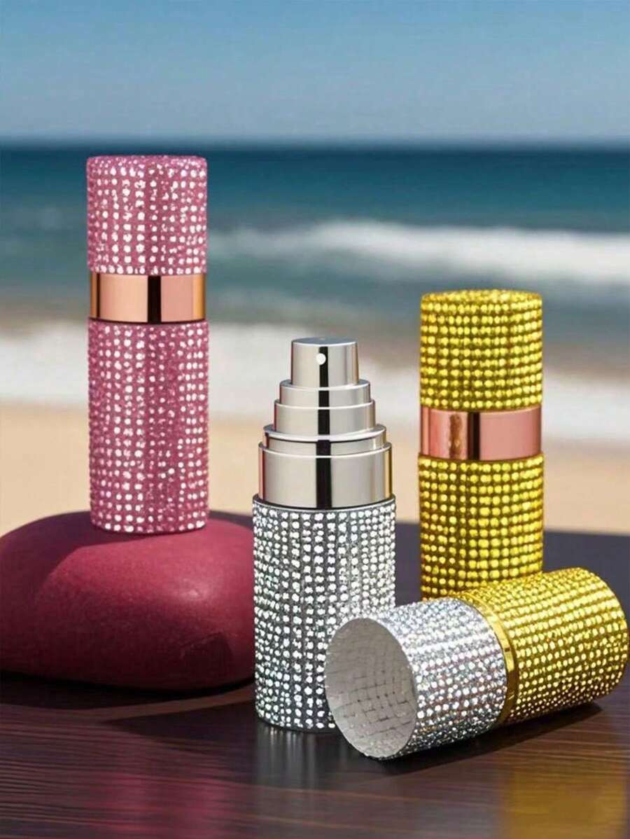 1 Refillable Spray Bottle For Toner Or Perfume And Steam Spray, With Artificial Gemstones, Decoration And Protection, Portable And Travel Friendly, Decorations, Living Room Home, Bedroom Bathroom Home Decoration, Travel Supplies, Wedding, Party, Birthday, Gifts For Men And Mothers Father Friend, New Year, Accessories, Interesting Gifts