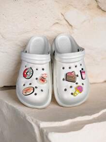 2025 Summer New Fashion Lightweight Women Hollow Cake & Ice Cream Cartoon Designed Breathable Sandals, With Removable Flower Decor, DIY Combination Beach Slippers (Size Runs Small, Please Order 1 Or 2 Size Up)
