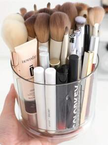 1 件旋转化妆刷口红架，轻巧奢华女孩眉毛眼线透明梳妆台收纳盒化妆品收纳盒返校