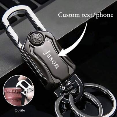 1pc Customized Bottle Opener Keychain - Anti-Lost Car Key Chain, Casual Gift Accessory, Ideal Gift For Beer, Groomsman, Father's Day, Mother's Day, Valentine's Day, Halloween, Christmas, Thanksgiving, New Year, Birthday, Durable, Engravable, Stainless Steel, Colorful, Cute, Funny, Kawaii, Millennium Style, Fashionable, Unisex, Casual, Customized, Personalized, Unique, Ideal Gift For Him, Ideal Gift For Her, Boyfriend, Girlfriend, Family, Friends
