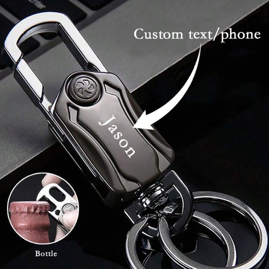 1 件定制开瓶器钥匙扣 - 防丢失汽车钥匙扣、汽车钥匙扣夹、礼品配件休闲、啤酒、伴郎、父亲节、母亲节、情人节、万圣节、圣诞节、感恩节、新年、生日的理想礼物、耐用、雕刻、不锈钢、彩色、可爱、迷人、有趣、卡哇伊、Y2K、时尚、男女通用、休闲、定制、个性化、独特、定制、适合他的理想礼物、适合她、她、男朋友、女朋友、家人、朋友的理想礼物 - 灰色 - 查看 1